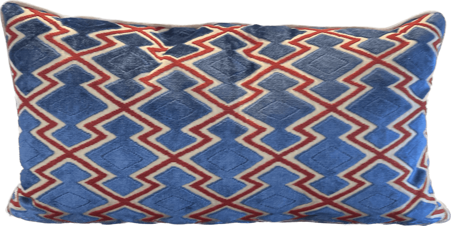 Zig-Zag Cut Velvet Lumbar Pillow 12’’ x 22’’ - Pillows
