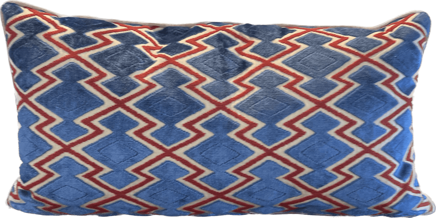 Zig-Zag Cut Velvet Lumbar Pillow 12" x 22"