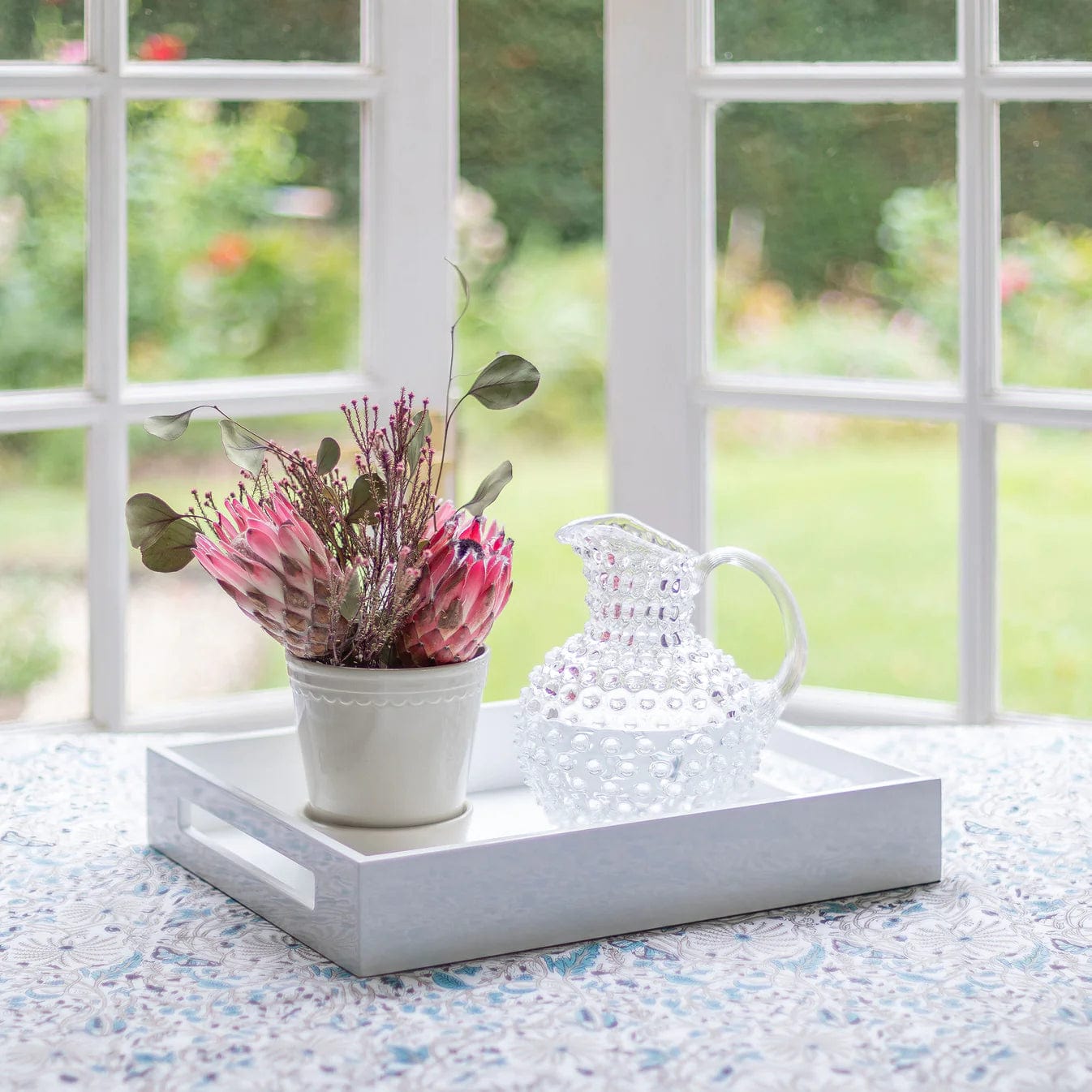 White Lacquer Rectangular Tray-Medium