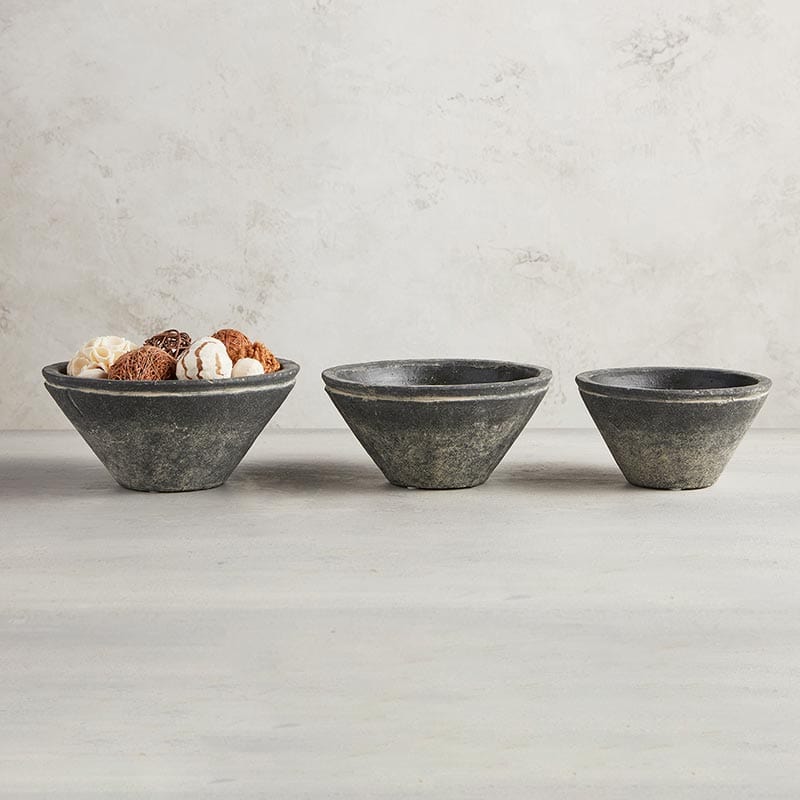 Black Cement Bowl Planter